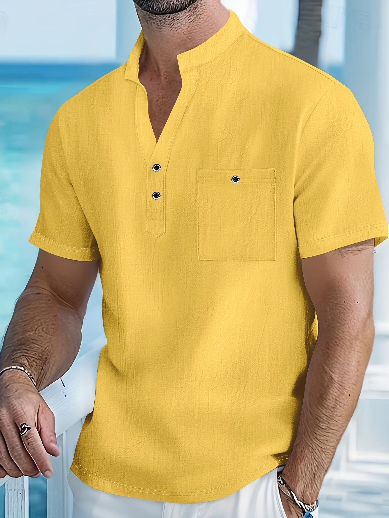 BRAIN™ | Men's Linen Henley Shirt