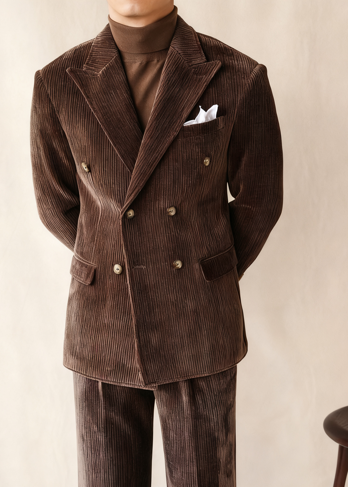 BRIAN™ | Naples Men’s Double-Breasted Corduroy Suit Jacket