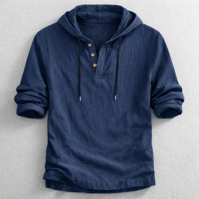 BRIAN™ | Men's Linen Hooded Henley Shirt