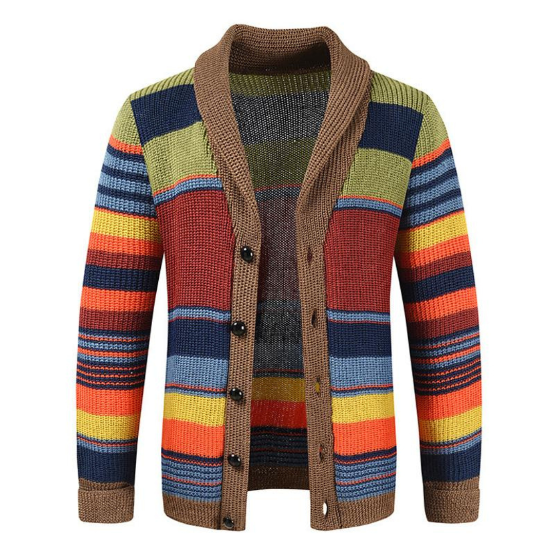 BRIAN™ | Men's Retro Striped Shawl Collar Cardigan