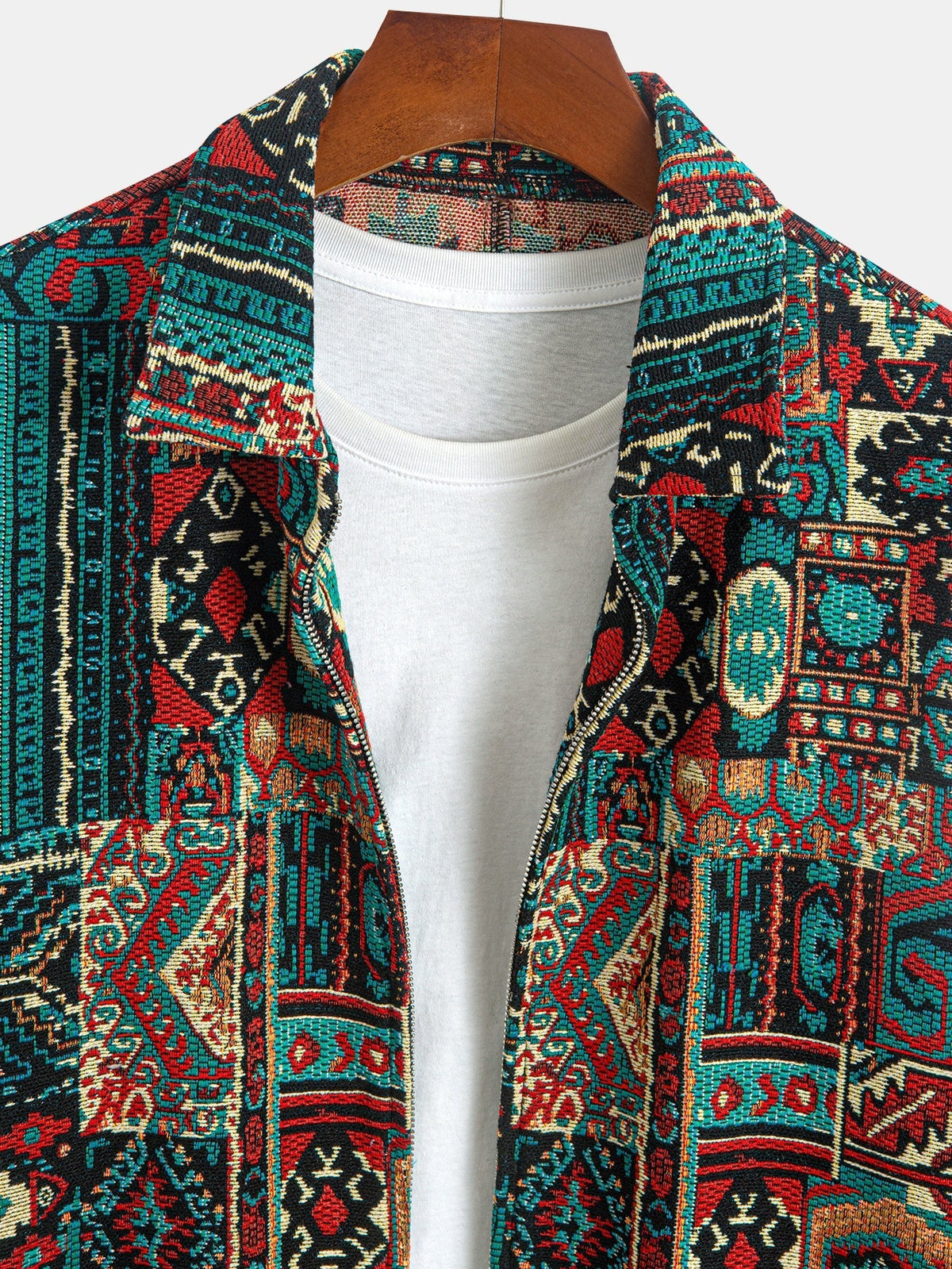 BRIAN™ | Patterned Lapel Zip Jacket