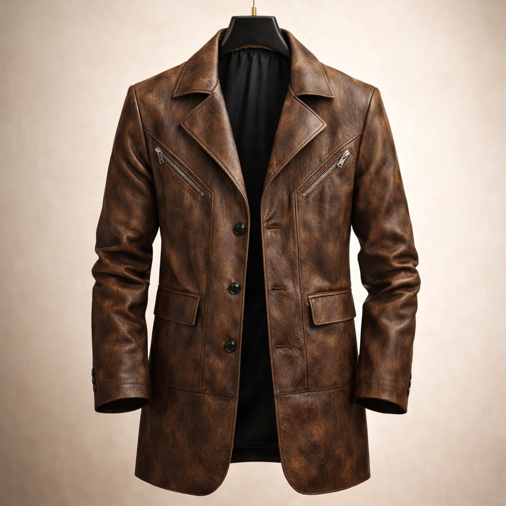 BRIAN™ | Men's Structured Leather Panel Coat