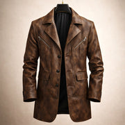BRIAN™ | Men's Structured Leather Panel Coat