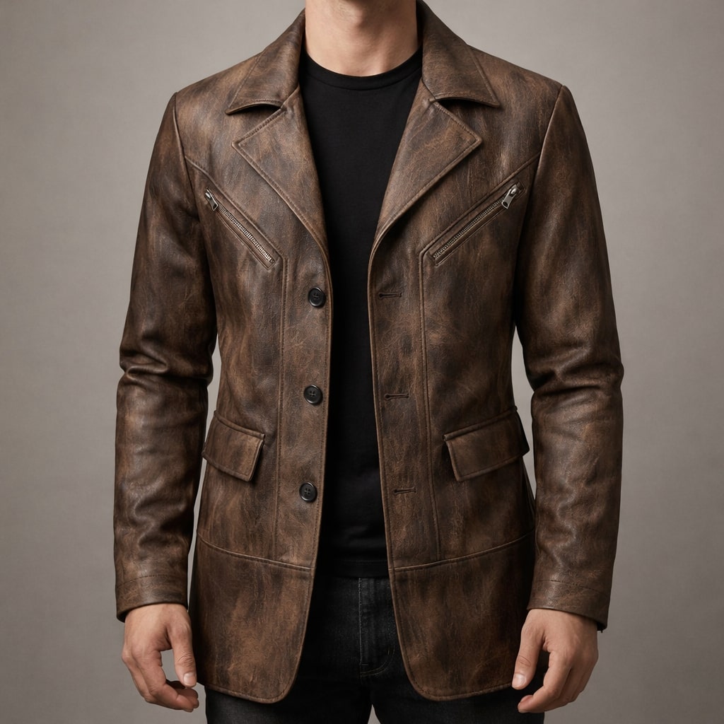 BRIAN™ | Men's Structured Leather Panel Coat