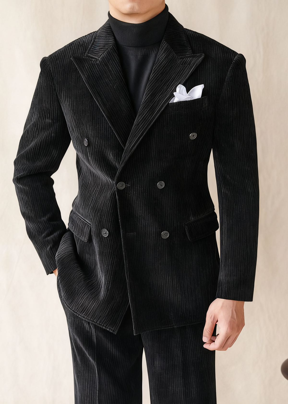 BRIAN™ | Naples Men’s Double-Breasted Corduroy Suit Jacket