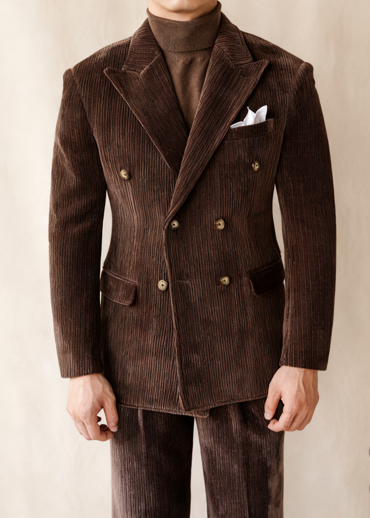 BRIAN™ | Naples Men’s Double-Breasted Corduroy Suit Jacket