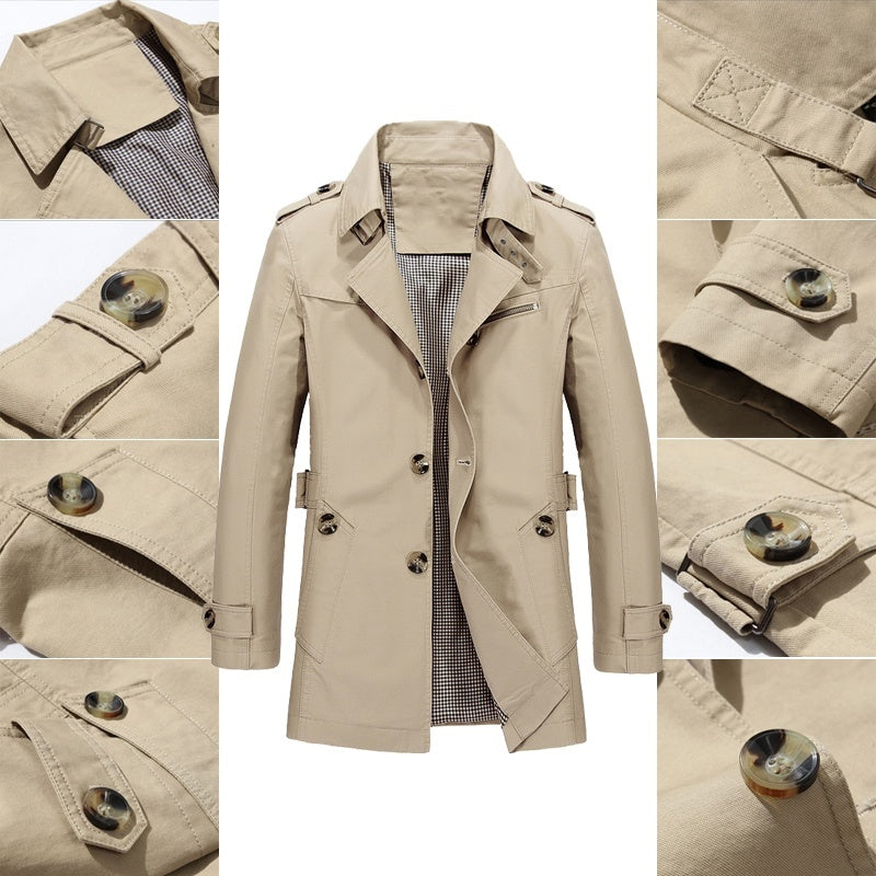 BRIAN™ | Men's Long Button-Front Trenchcoat