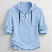 BRIAN™ | Men's Linen Hooded Henley Shirt