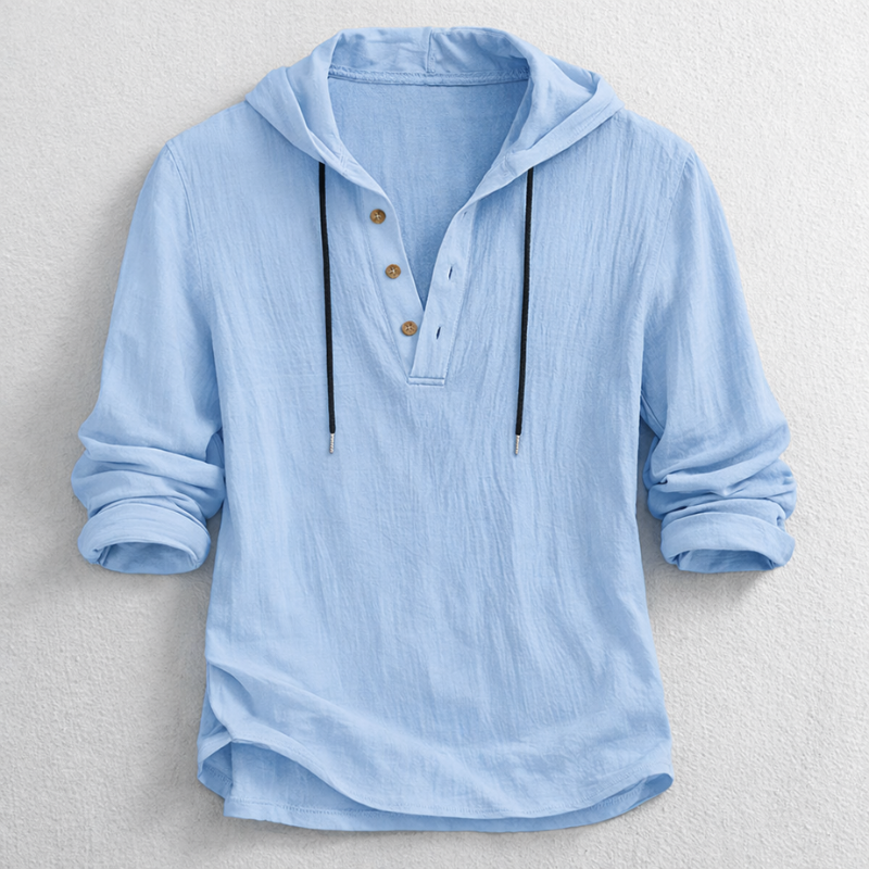 BRIAN™ | Men's Linen Hooded Henley Shirt