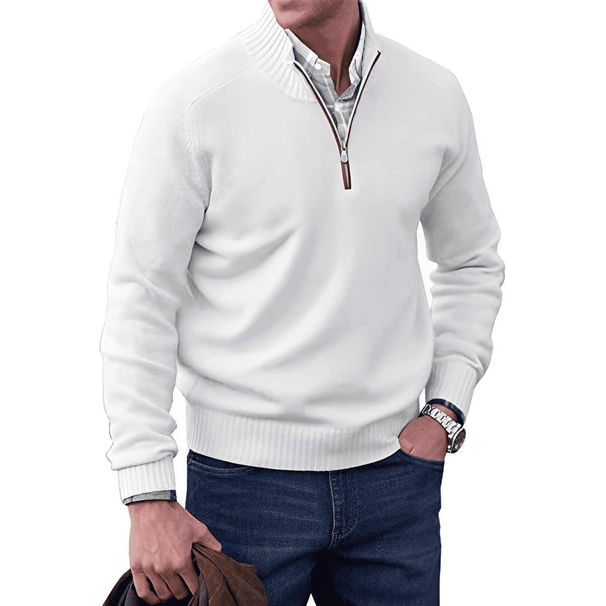 BRIAN™ | Zip-Neck High-collar knit