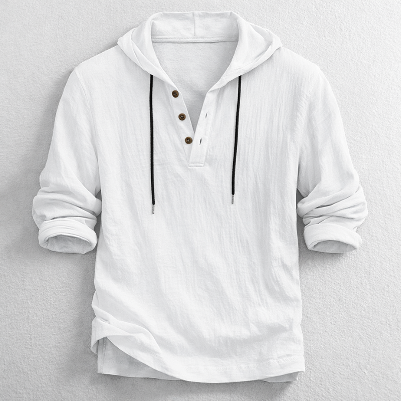 BRIAN™ | Men's Linen Hooded Henley Shirt