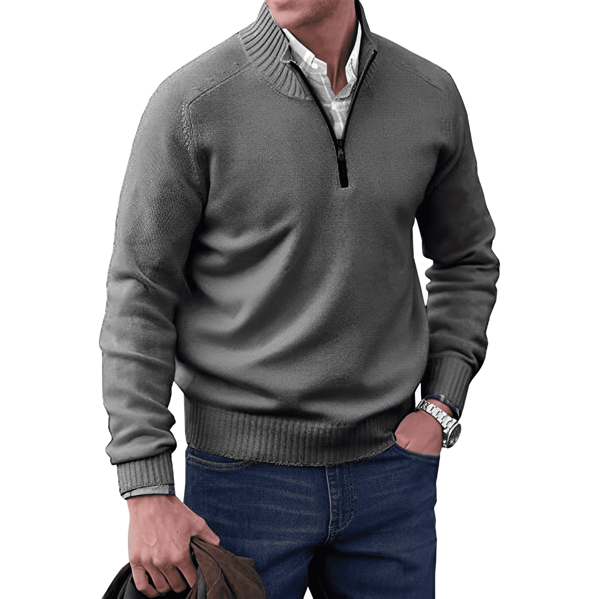 BRIAN™ | Zip-Neck High-collar knit