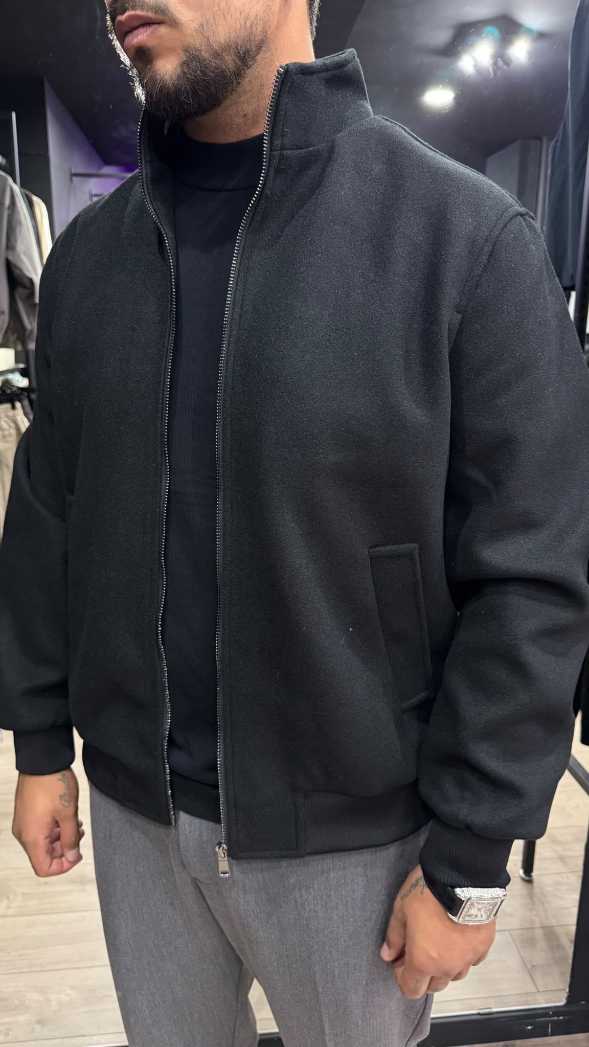 BRIAN™ | Manhattan Wool-Effect Bomber Jacket