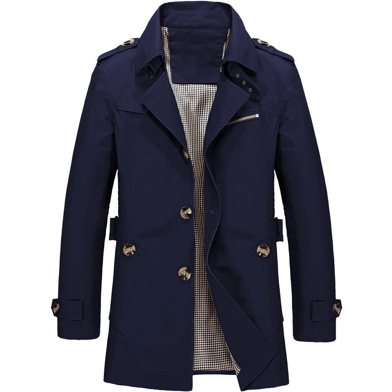 BRIAN™ | Men's Long Button-Front Trenchcoat