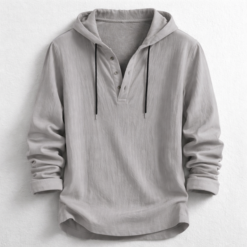 BRIAN™ | Men's Linen Hooded Henley Shirt