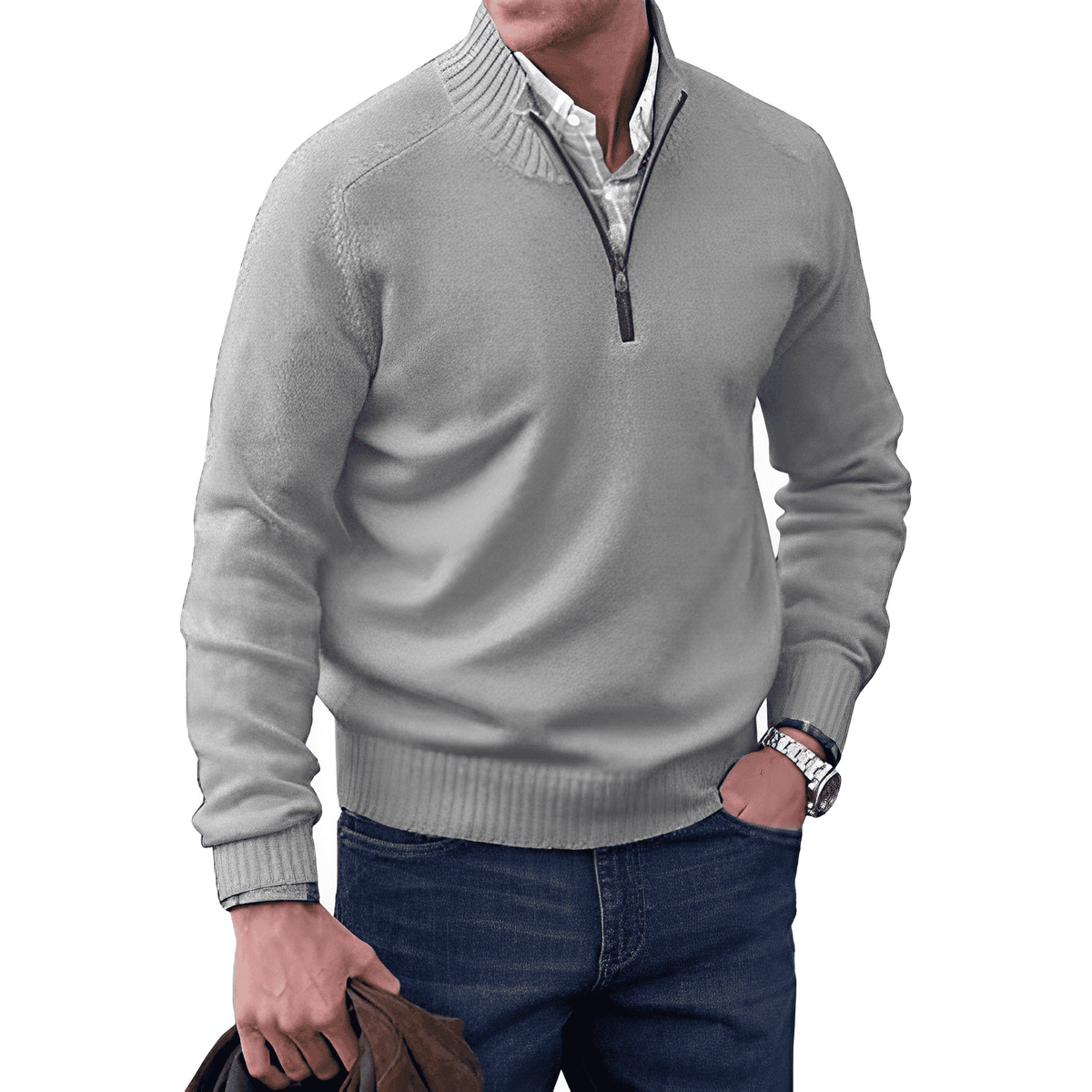 BRIAN™ | Zip-Neck High-collar knit