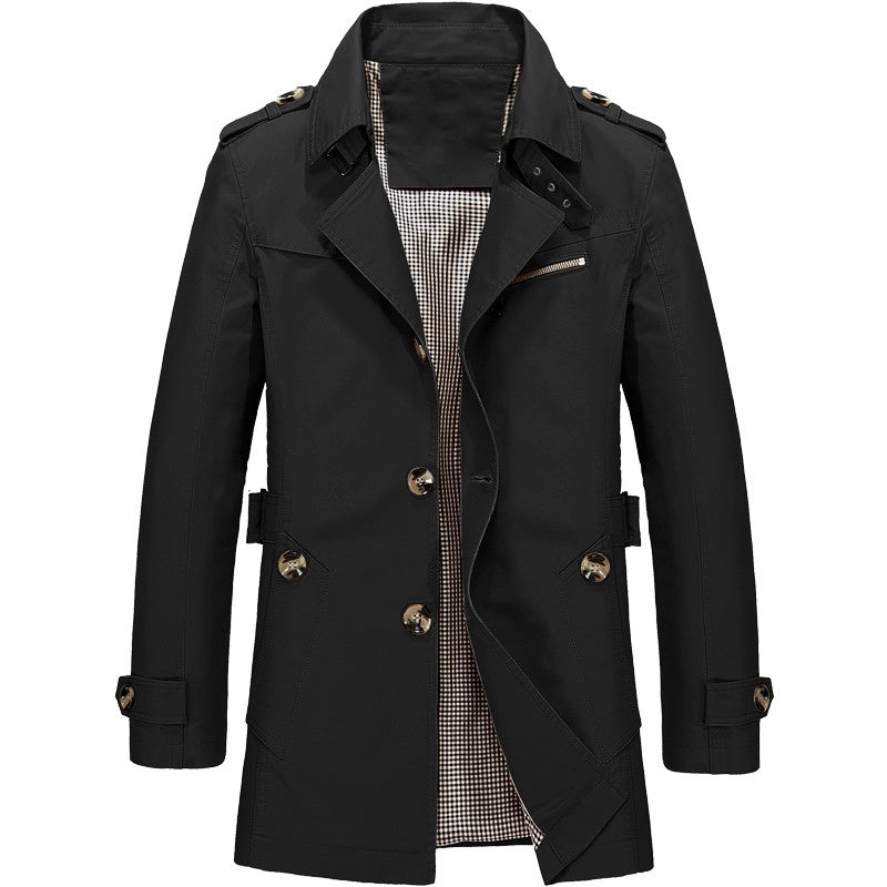 BRIAN™ | Men's Long Button-Front Trenchcoat