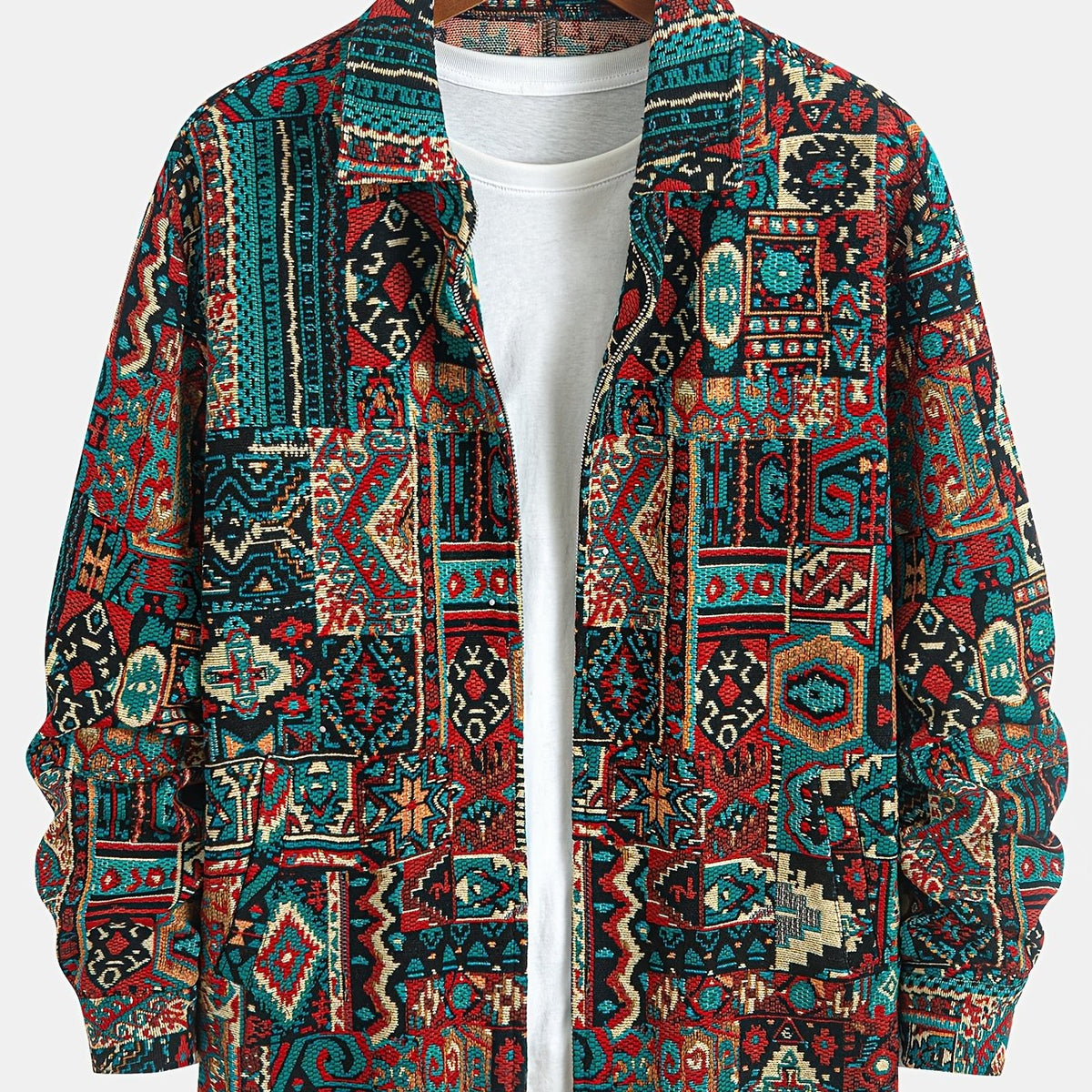 BRIAN™ | Patterned Lapel Zip Jacket