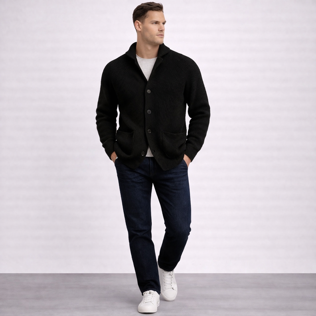 BRIAN™ | Lawrence Tailored Button-Front Knit Cardigan
