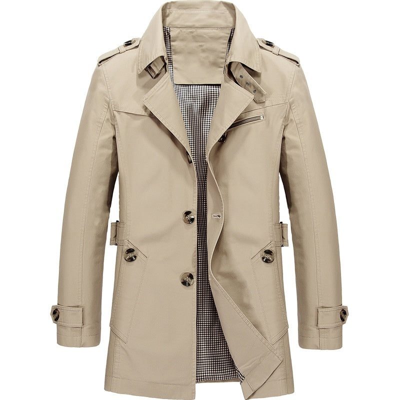 BRIAN™ | Men's Long Button-Front Trenchcoat