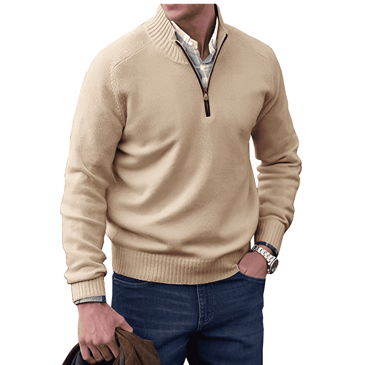BRIAN™ | Zip-Neck High-collar knit