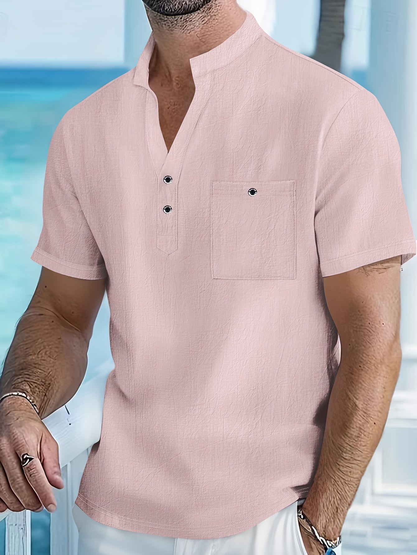 BRAIN™ | Men's Linen Henley Shirt