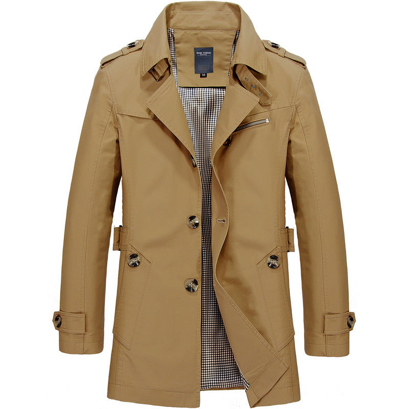BRIAN™ | Men's Long Button-Front Trenchcoat