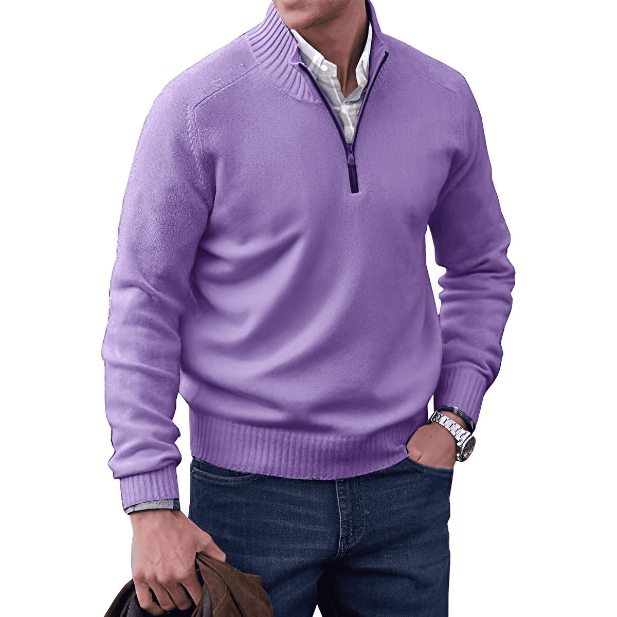 BRIAN™ | Zip-Neck High-collar knit