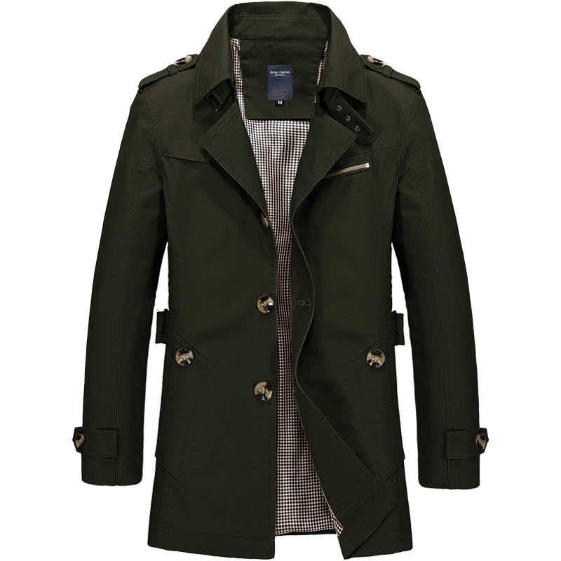 BRIAN™ | Men's Long Button-Front Trenchcoat