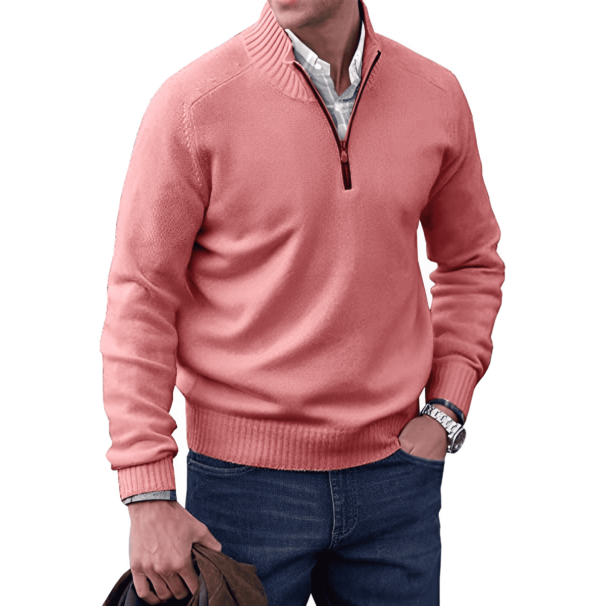 BRIAN™ | Zip-Neck High-collar knit