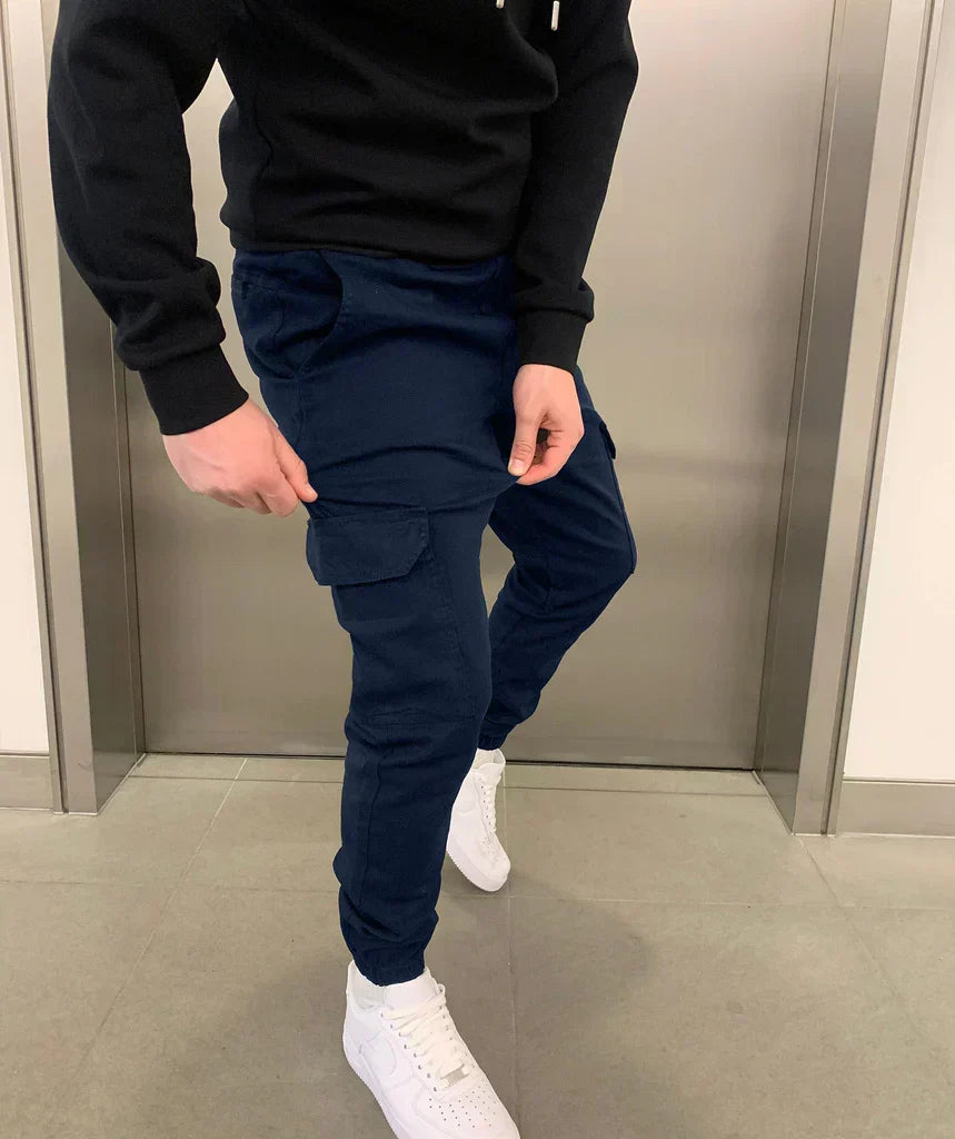 BRAIN™ | Men's Cotton-Blend Elastic Waist Cargo Trousers