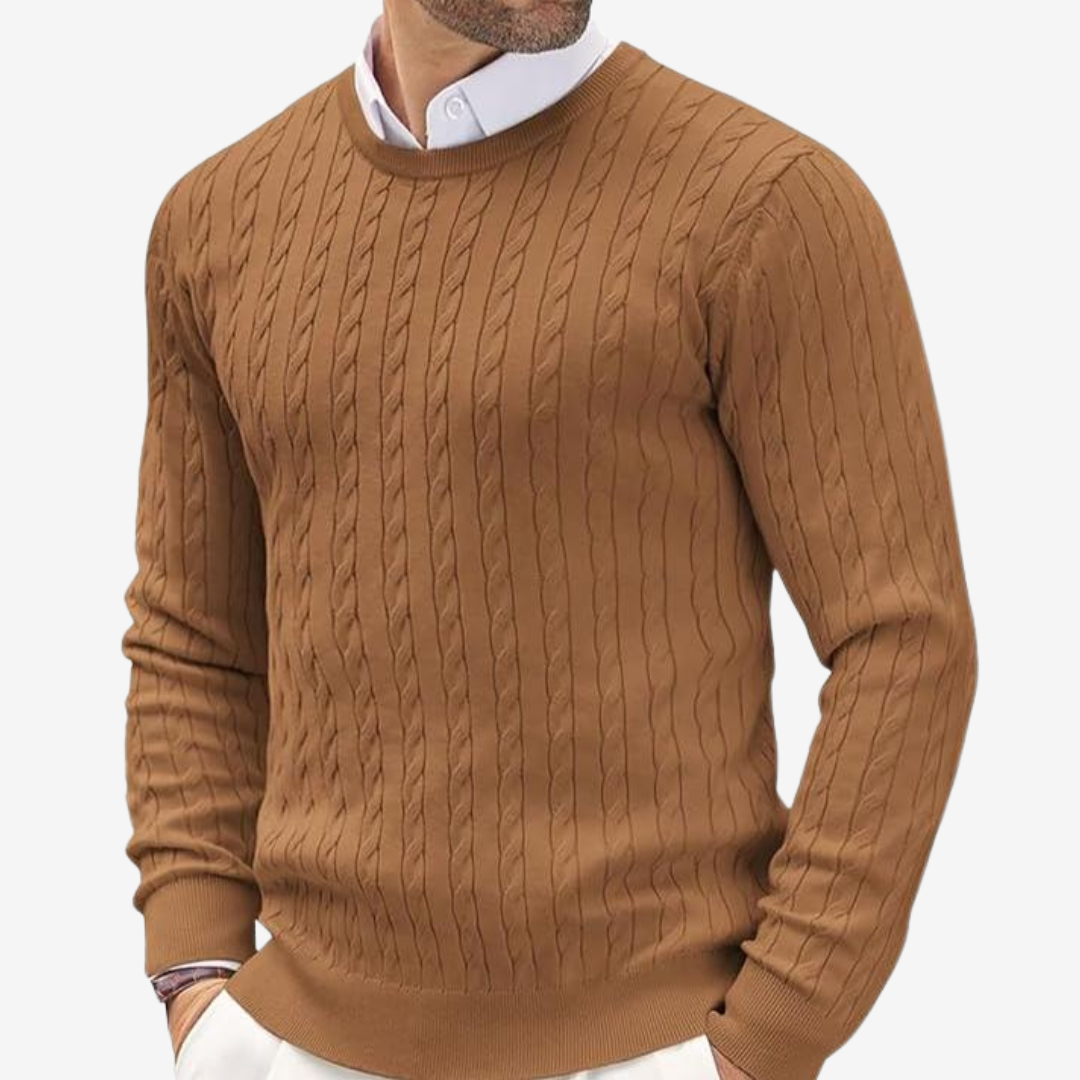 BRIAN™ | Robin Crew Neck Cable Knit Sweater