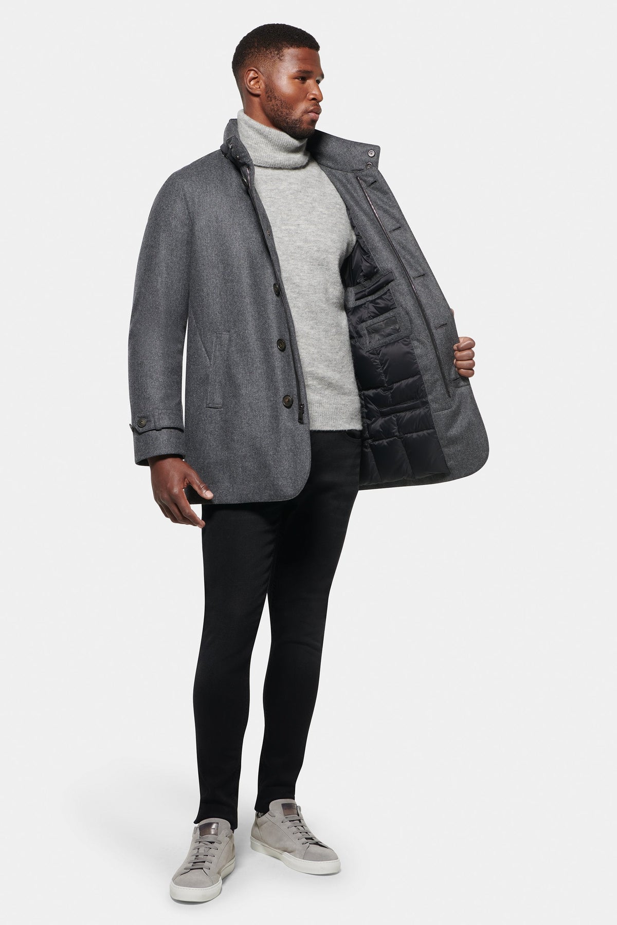 BRIAN™ | Slim Hooded Stretch Car Coat, Charcoal
