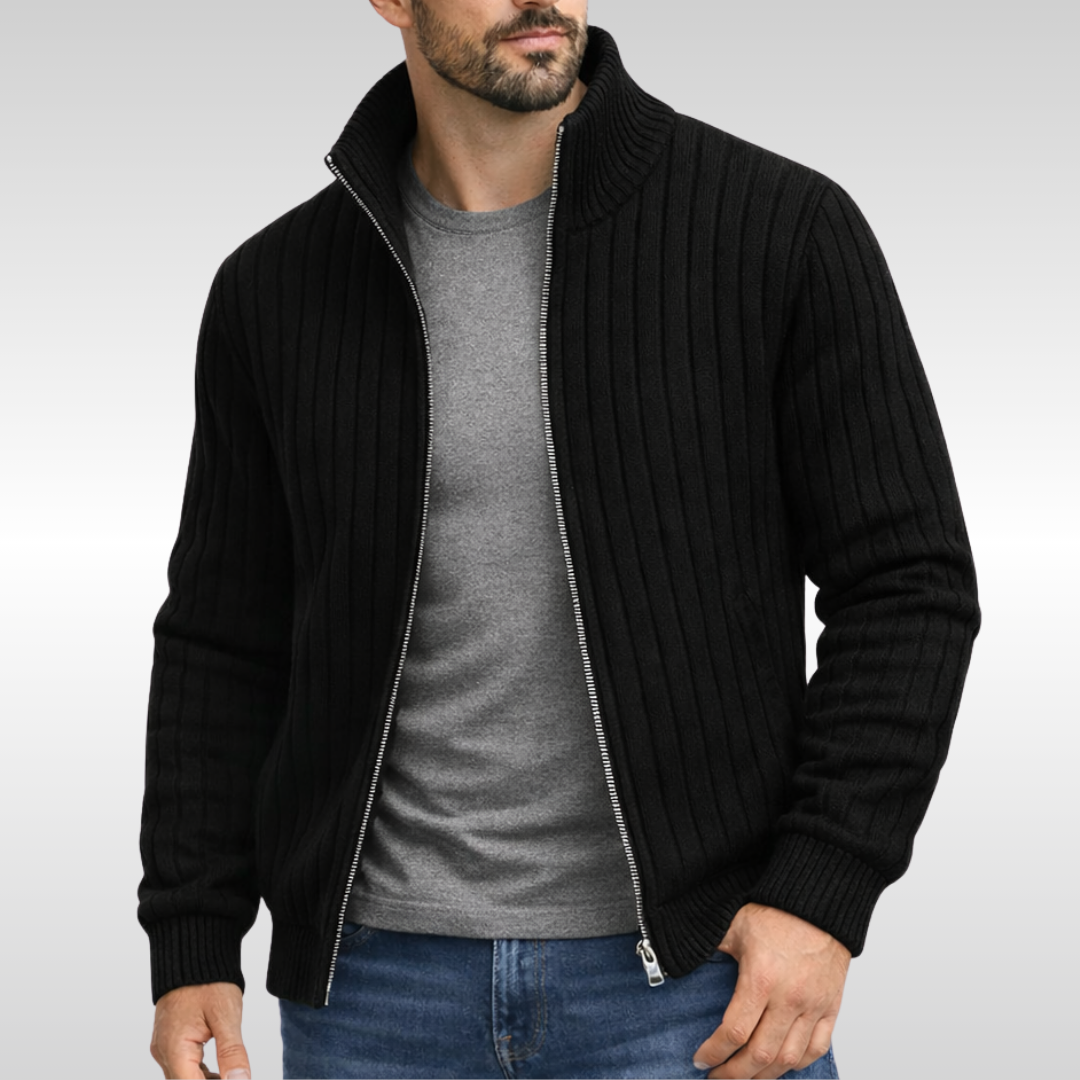 BRIAN™ | Men's Ribbed Knit Zip Cardigan