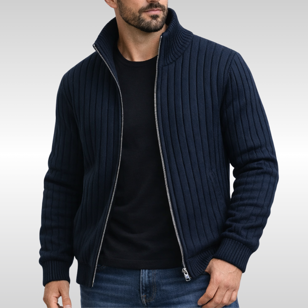 BRIAN™ | Men's Ribbed Knit Zip Cardigan