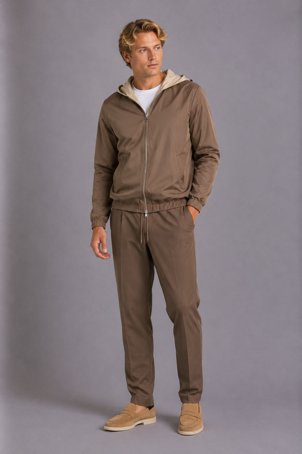 BRIAN™ | Milano Hooded Jacket - Champagne
