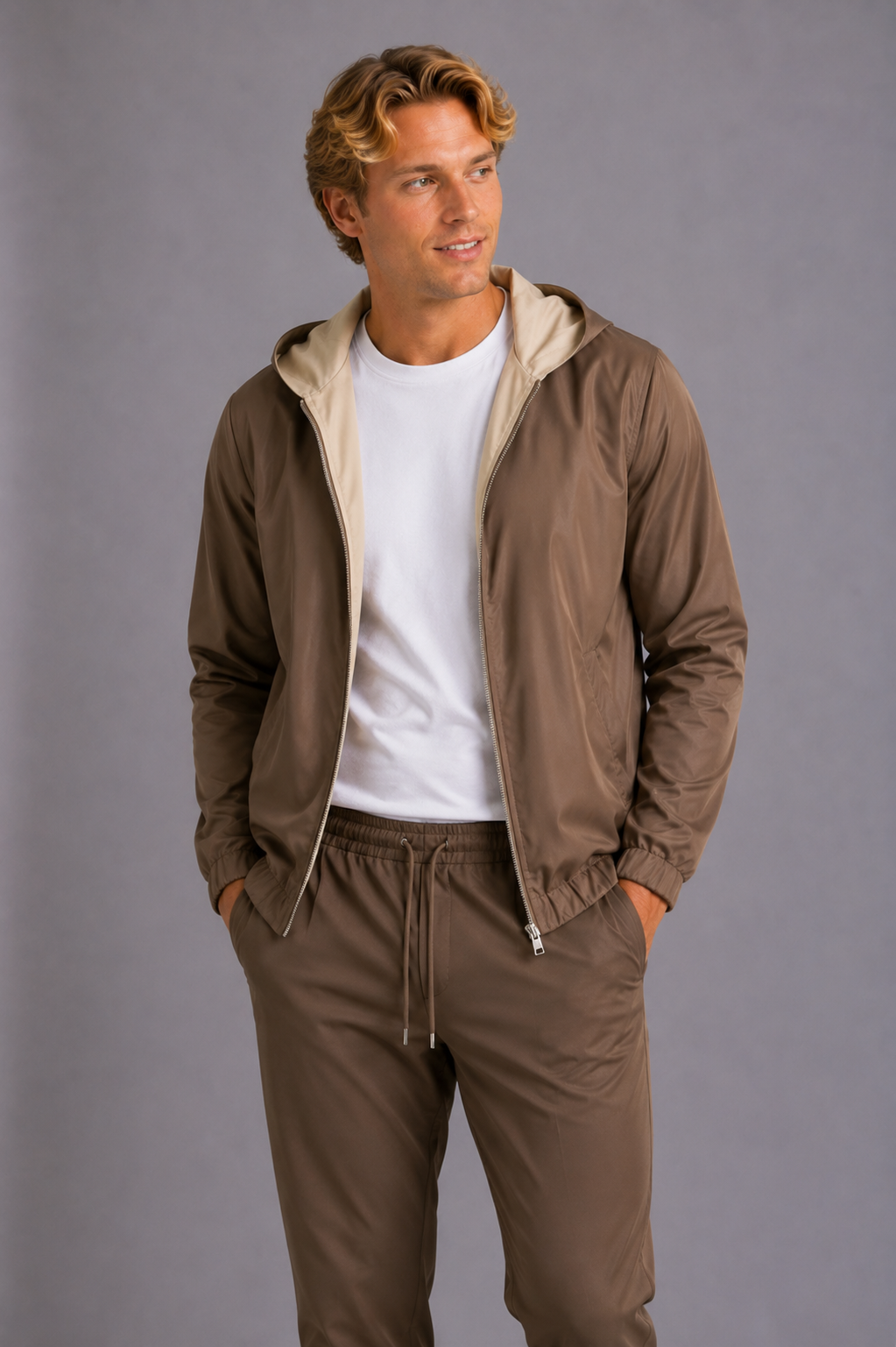 BRIAN™ | Milano Hooded Jacket - Champagne