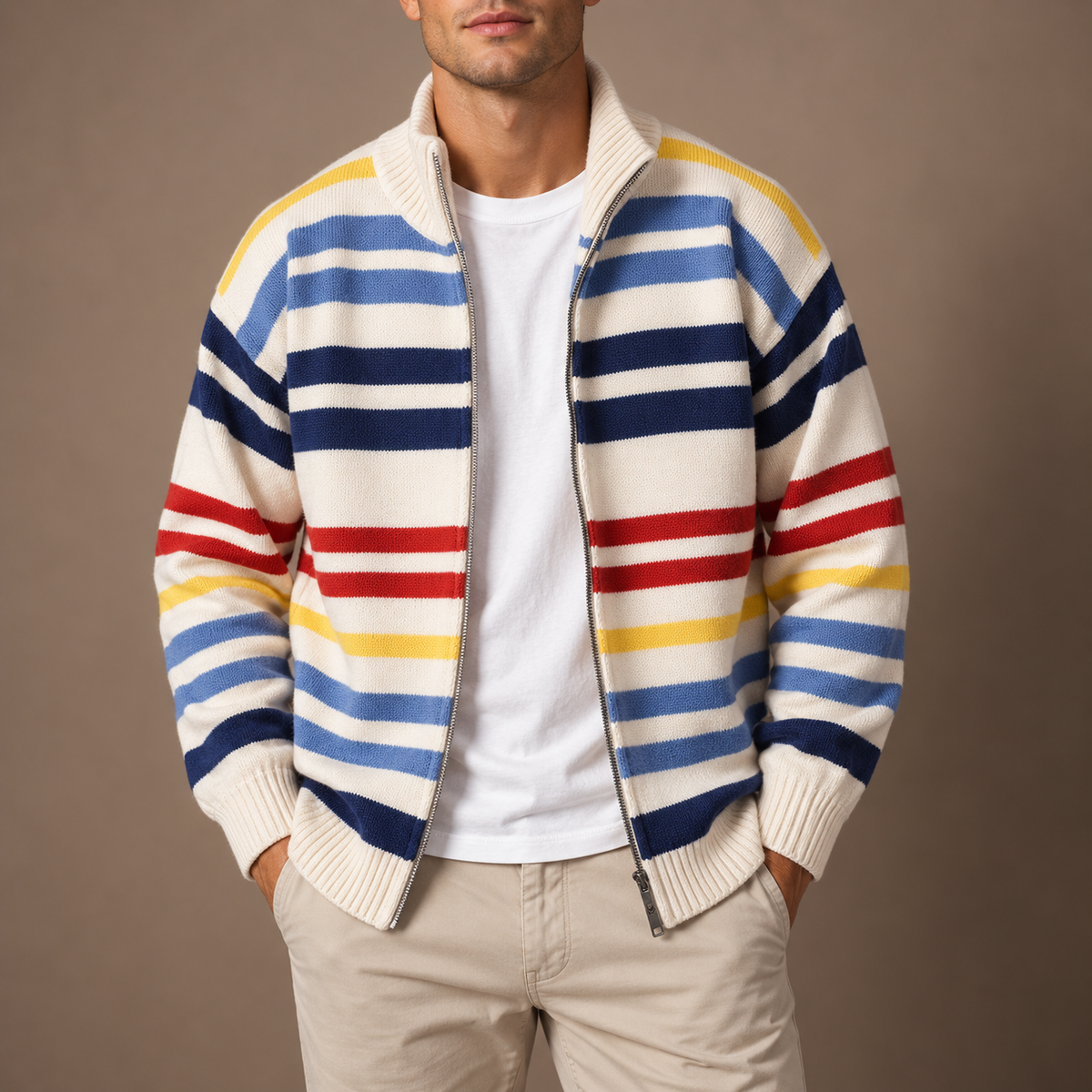 BRIAN™ | Emmett Striped Zip Cardigan