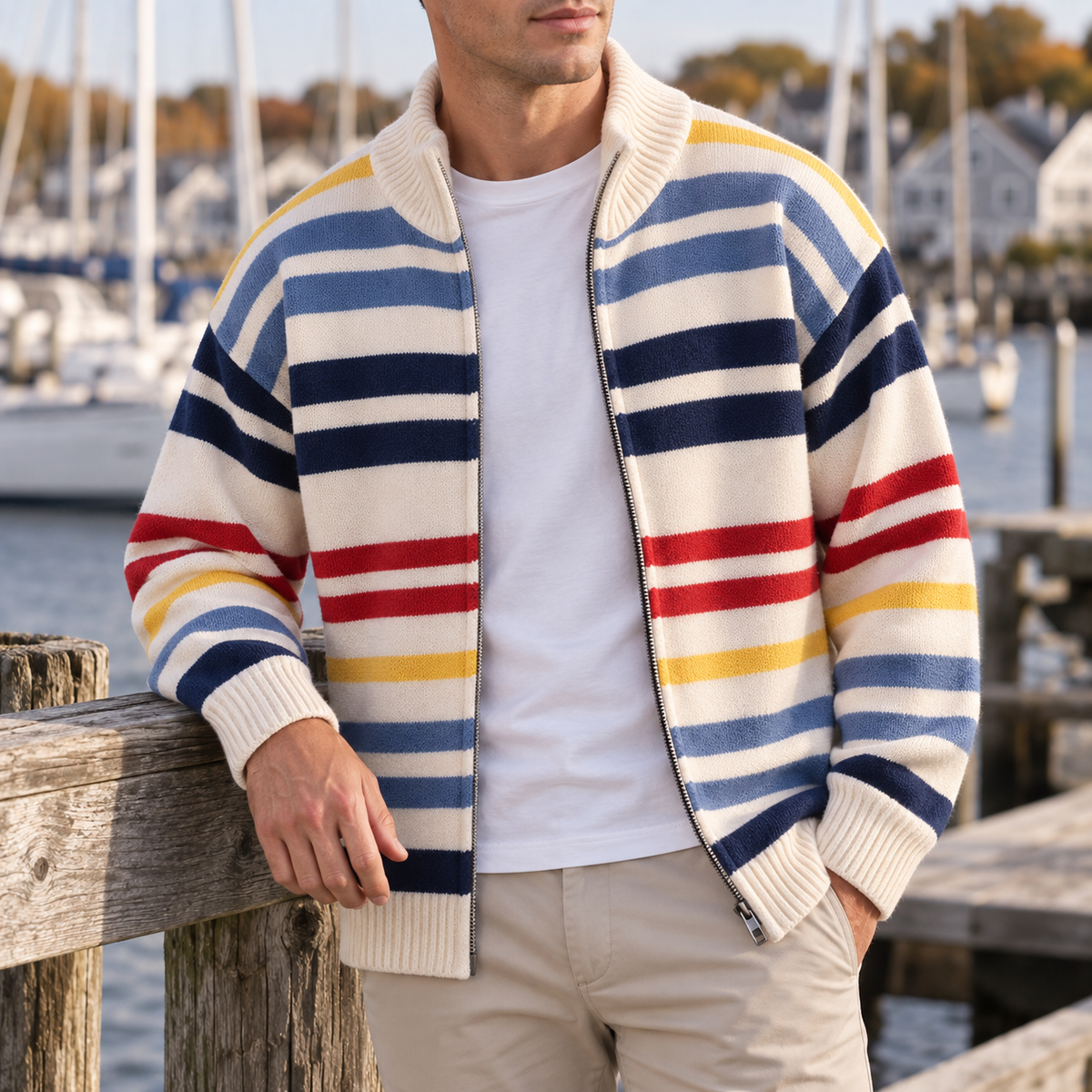 BRIAN™ | Emmett Striped Zip Cardigan