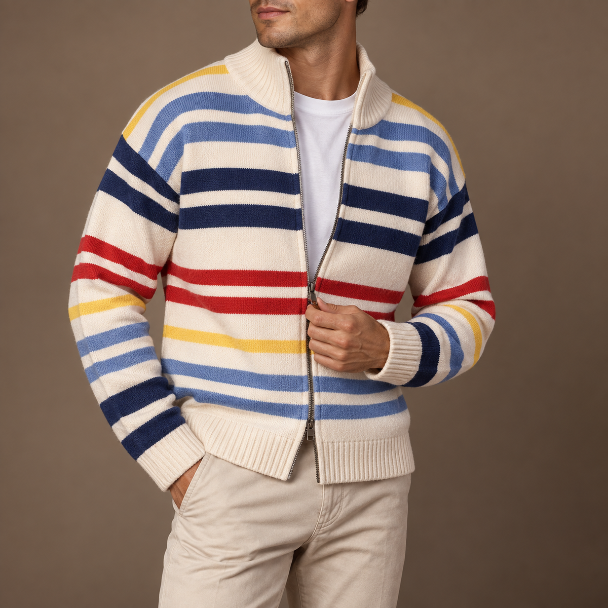 BRIAN™ | Emmett Striped Zip Cardigan
