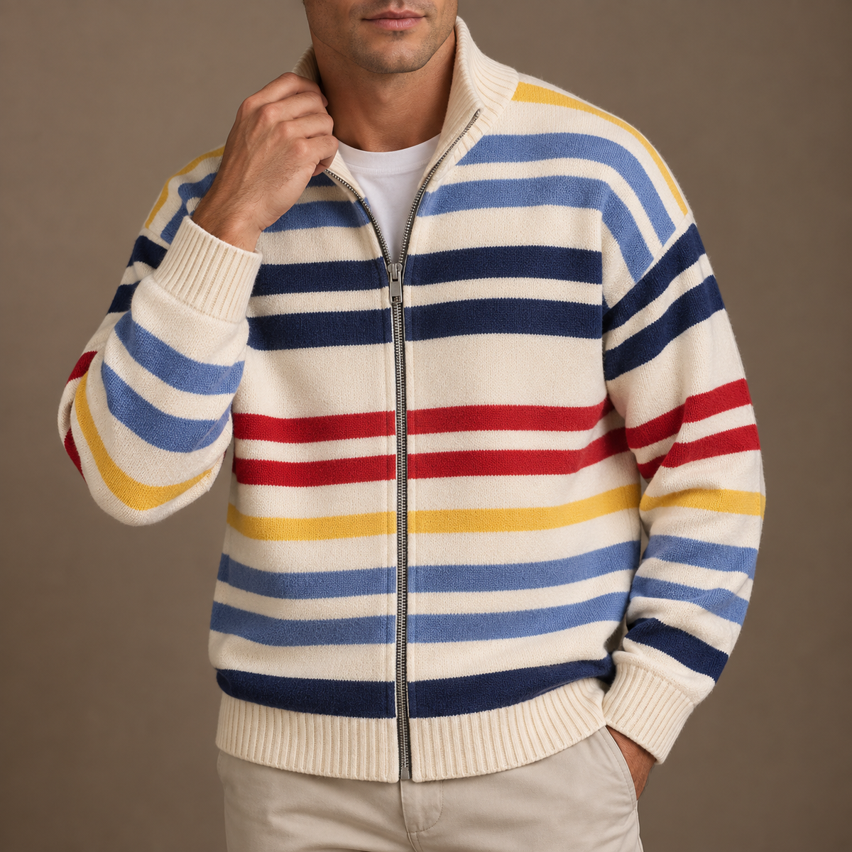 BRIAN™ | Emmett Striped Zip Cardigan