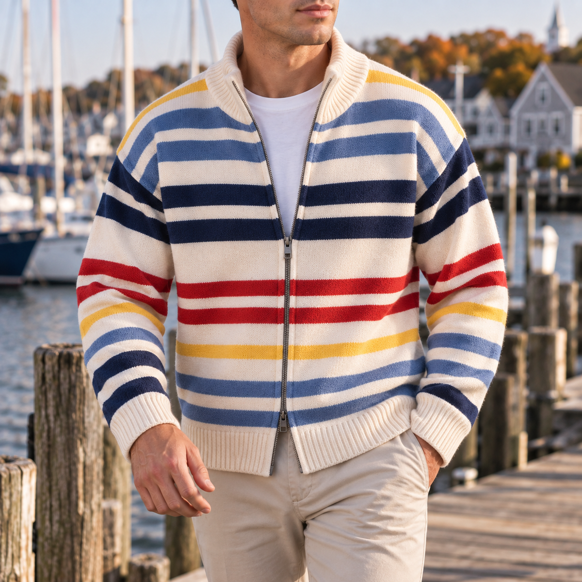 BRIAN™ | Emmett Striped Zip Cardigan