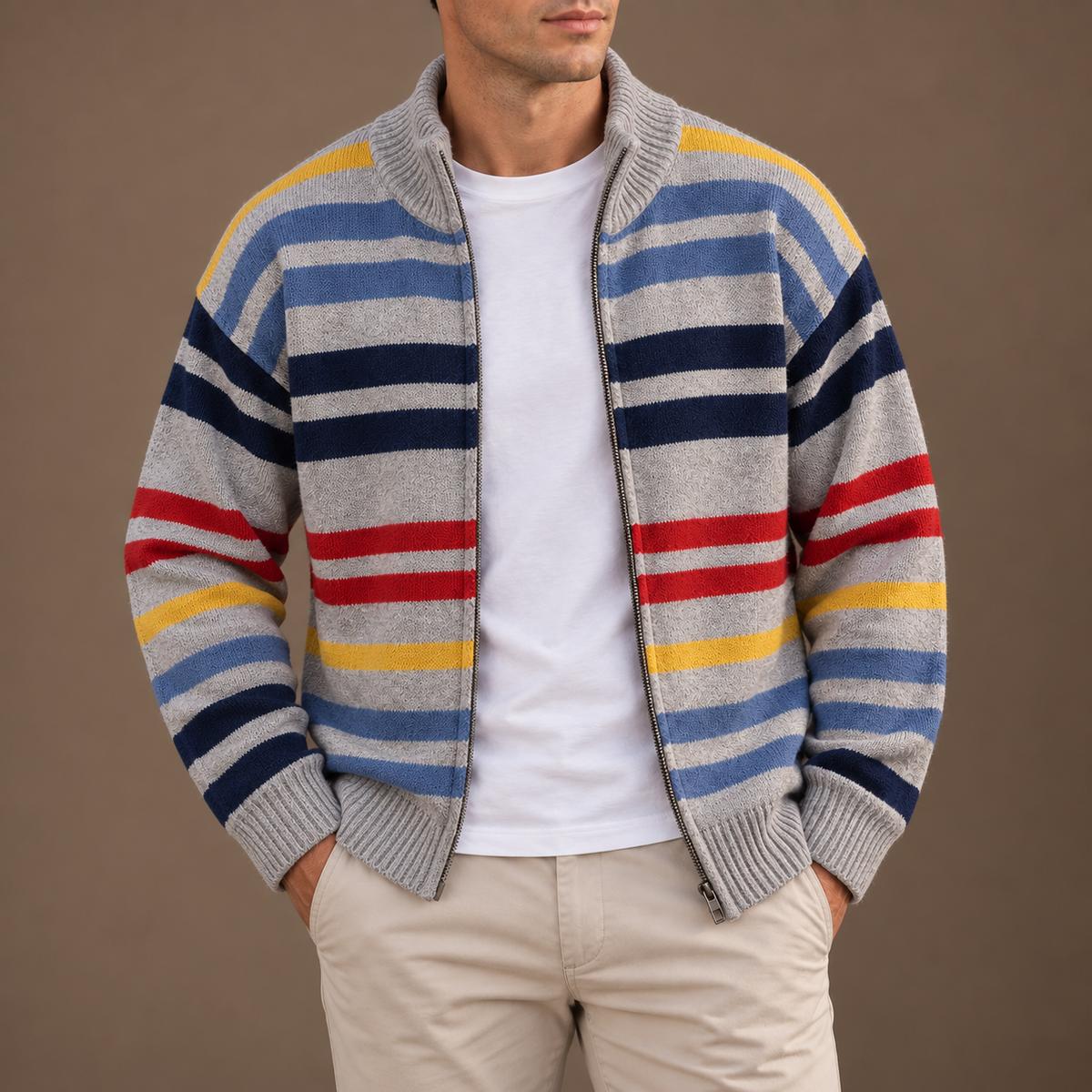 BRIAN™ | Emmett Striped Zip Cardigan