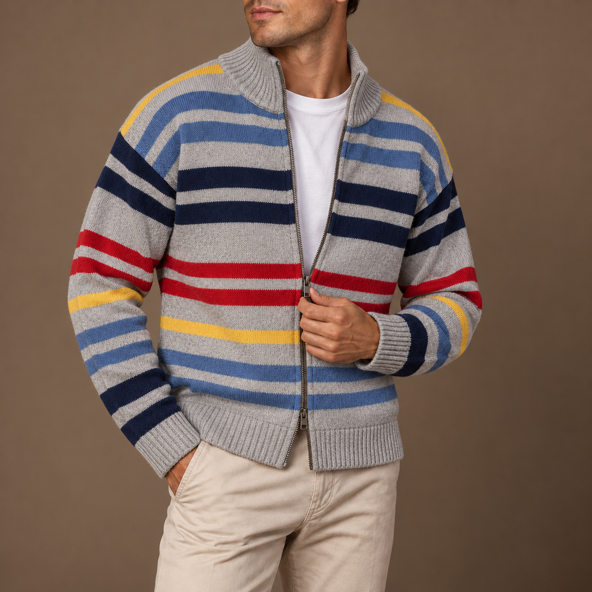 BRIAN™ | Emmett Striped Zip Cardigan