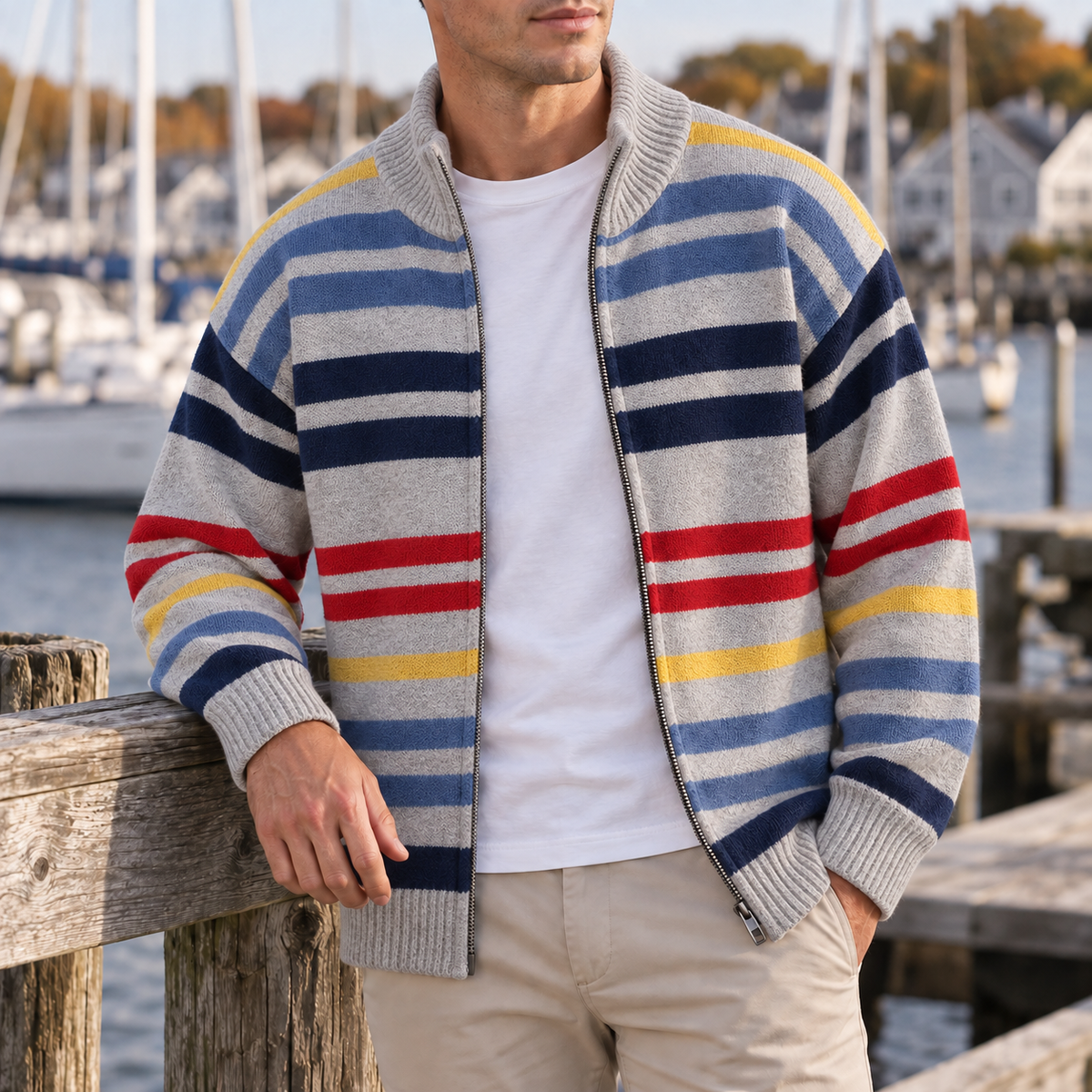 BRIAN™ | Emmett Striped Zip Cardigan