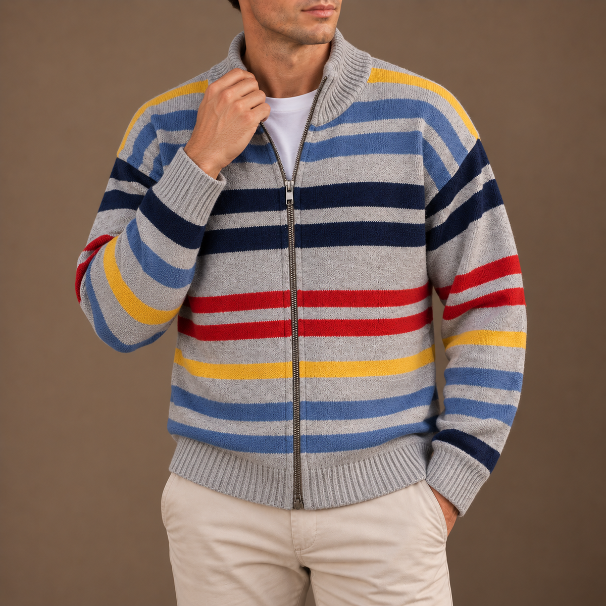 BRIAN™ | Emmett Striped Zip Cardigan
