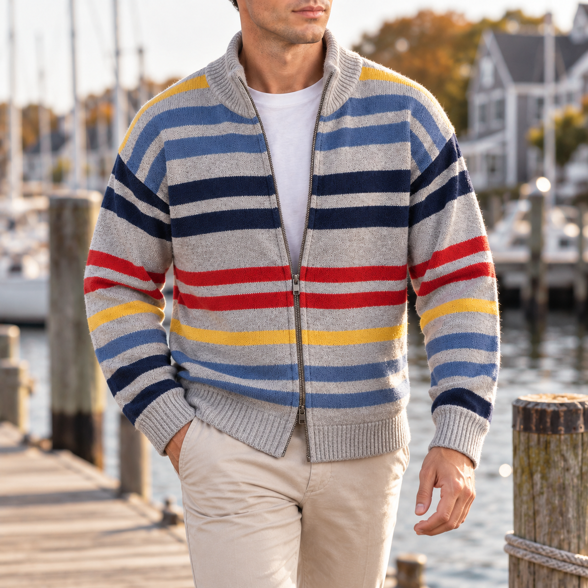BRIAN™ | Emmett Striped Zip Cardigan