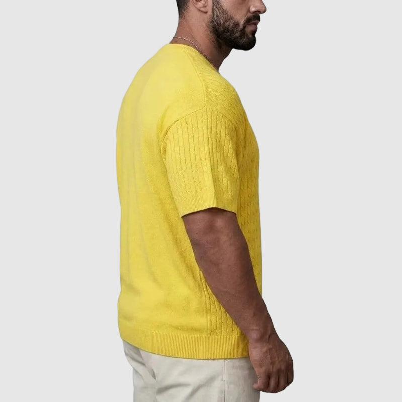 BRAIN™ | Men's Textured Knit Short Sleeve Sweater