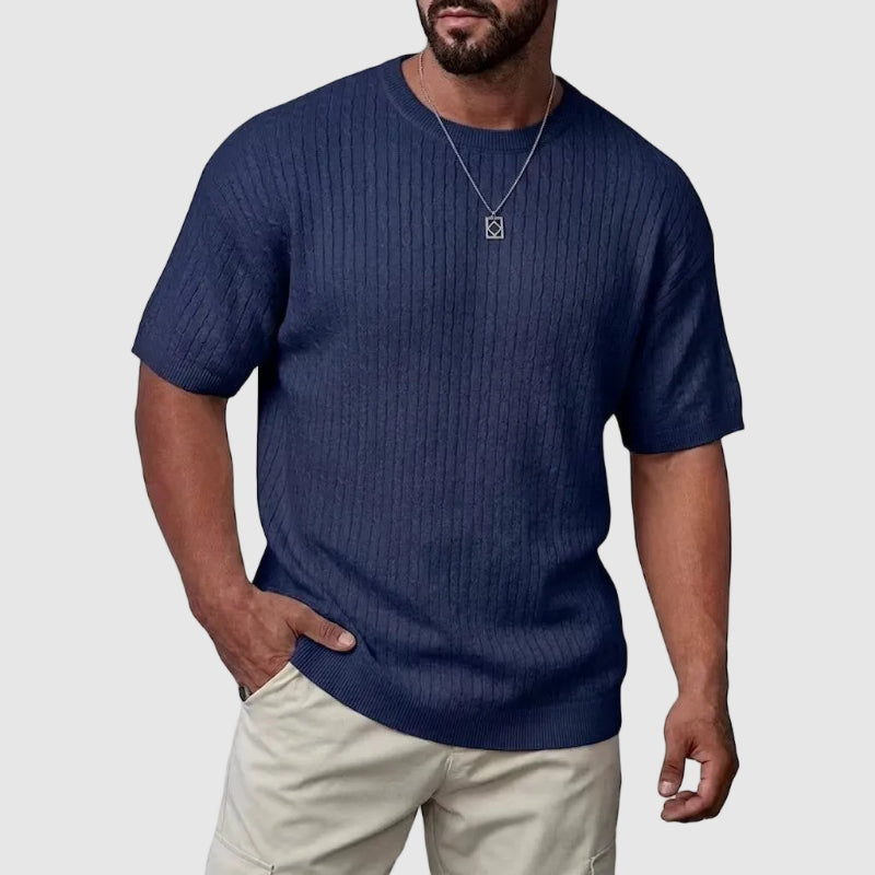 BRAIN™ | Men's Textured Knit Short Sleeve Sweater