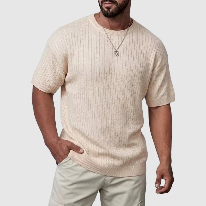 BRAIN™ | Men's Textured Knit Short Sleeve Sweater